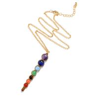 Gemstone Necklaces, with Polyester Cord & Zinc Alloy, Conical, gold color plated, Unisex 78mm .96 Inch 