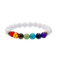 Gemstone Bracelets, Lava, with Gemstone & Zinc Alloy, Round, gold color plated, elastic & Unisex 8mm .5 Inch 