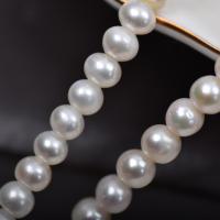 Round Cultured Freshwater Pearl Beads, DIY & large hole, white, 7-8mm Approx 36-38 cm 