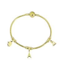 Titanium Steel Bracelet & Bangle, gold color plated & for woman, golden .09 Inch 