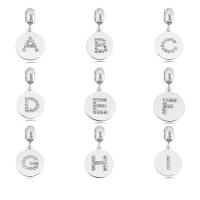 Titanium Steel Pendants, Alphabet Letter, silver color plated, DIY & with rhinestone, silver color, 13mm 