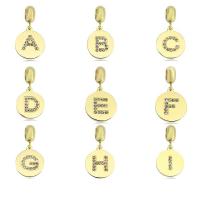 Titanium Steel Pendants, Alphabet Letter, gold color plated, DIY & with rhinestone, golden, 13mm 