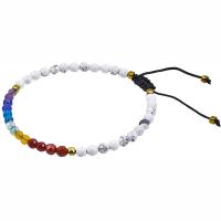 Gemstone Bracelets, with Polyester Cord & Zinc Alloy, Round, gold color plated, Unisex & faceted, 4mm .5 Inch 