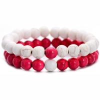 Gemstone Bracelets, Pinus koraiensis, with Howlite, Round, handmade, elastic & Unisex 8mm .5 Inch 