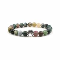 Gemstone Bracelets, with Zinc Alloy, Round, silver color plated, elastic & Unisex 8mm .5 Inch 