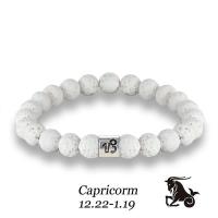 Lava Bead Bracelet, with Zinc Alloy, 12 Signs of the Zodiac, silver color plated, elastic & Unisex white, 8mm .5 Inch 