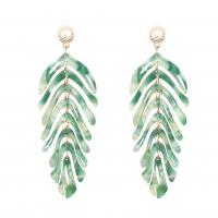 Acrylic Drop Earring, with Plastic Pearl & Zinc Alloy, Leaf, gold color plated, fashion jewelry & for woman 