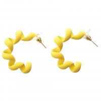 Plastic Stud Earring, with Zinc Alloy, Donut, gold color plated, fashion jewelry & for woman 