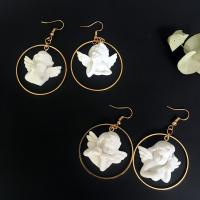 Resin Zinc Alloy Earring, with Zinc Alloy, Flower & for woman & hollow, white 