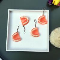 Resin Zinc Alloy Earring, with Zinc Alloy, Tooth, for woman, red 