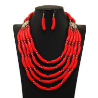 Fashion Zinc Alloy Jewelry Sets, earring & necklace, with Acrylic, with 2.76inch extender chain, gold color plated, 2 pieces & fashion jewelry & for woman Approx 18.11 Inch 