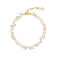 Zinc Alloy Pearl Bracelets, with Freshwater Pearl, with 1.57inch extender chain, gold color plated, fashion jewelry & for woman Approx 6.3 Inch 