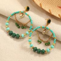 Zinc Alloy Drop Earring, with Shell & Acrylic, fashion jewelry & for woman & with rhinestone 