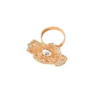 Anillo de dedo de aleación de Zinc, chapado en color dorado, Joyería & para mujer & con diamantes de imitación, 1.8cm, Vendido por UD
