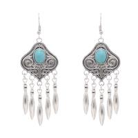 Fashion Fringe Earrings, Zinc Alloy, with turquoise, antique silver color plated, fashion jewelry & for woman 