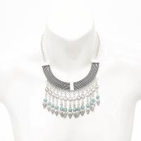 Fashion Fringe Necklace, Zinc Alloy, with turquoise, with 1.97inch extender chain, fashion jewelry & Unisex Approx 15.75 Inch 