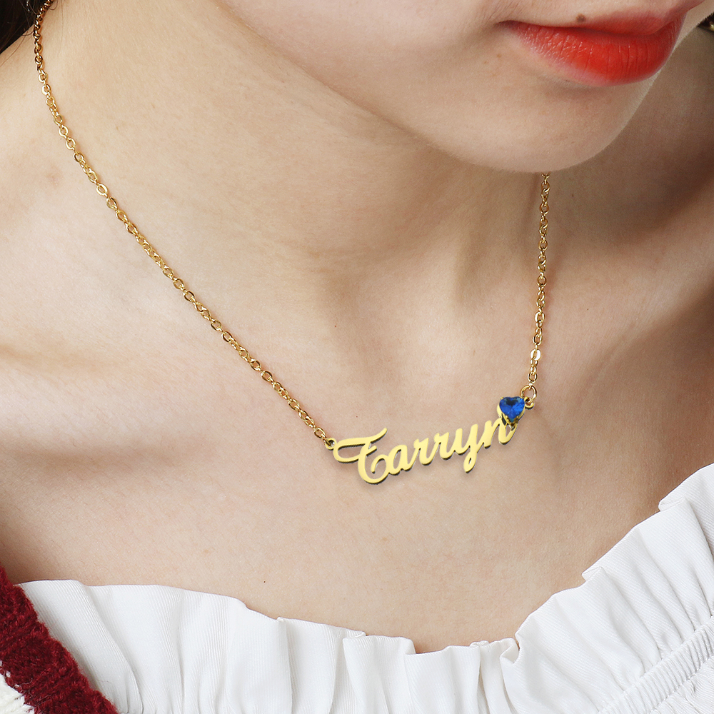 Stainless Steel Jewelry Necklace, 304 Stainless Steel, with 1.97inch extender chain, Vacuum Ion Plating, Each custom text must be less than 10 letters & fashion jewelry & for woman & with rhinestone, golden, Length:Approx 17.72 Inch, Sold By PC