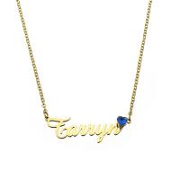 Stainless Steel Jewelry Necklace, 304 Stainless Steel, with 1.97inch extender chain, Vacuum Ion Plating, Each custom text must be less than 10 letters & fashion jewelry & for woman & with rhinestone, golden Approx 17.72 Inch 