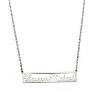 Stainless Steel Jewelry Necklace, 304 Stainless Steel, with 1.97inch extender chain, Each custom text must be less than 10 letters & fashion jewelry & for woman & hollow, original color Approx 17.72 Inch 