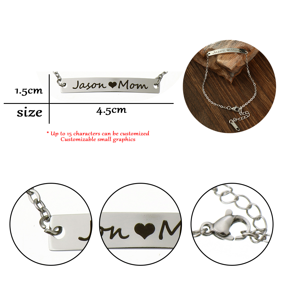 Stainless Steel Chain Bracelets, 304 Stainless Steel, with 1.97inch extender chain, Vacuum Ion Plating, Each custom text must be less than 10 letters & fashion jewelry & for woman, more colors for choice, Length:Approx 6.89 Inch, Sold By PC