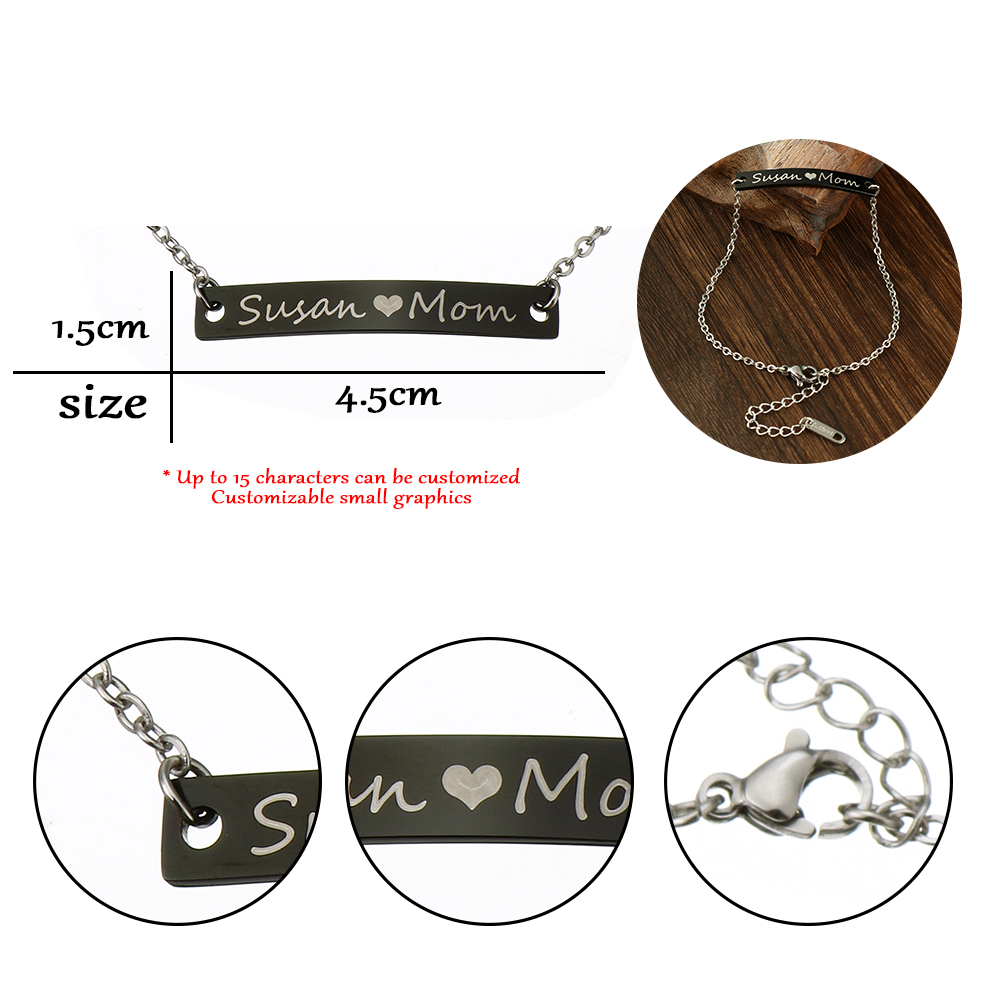 Stainless Steel Chain Bracelets, 304 Stainless Steel, with 1.97inch extender chain, Vacuum Ion Plating, Each custom text must be less than 10 letters & fashion jewelry & for woman, more colors for choice, Length:Approx 6.89 Inch, Sold By PC