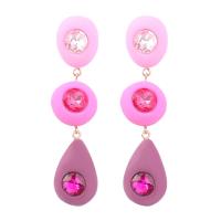 Zinc Alloy Rhinestone Drop Earring, with Resin & Acrylic, fashion jewelry & for woman, pink 