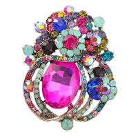 Rhinestone Zinc Alloy Brooch, fashion jewelry & for woman & with glass rhinestone & with rhinestone, multi-colored 