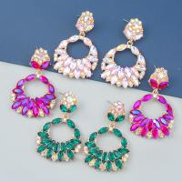 Zinc Alloy Rhinestone Drop Earring, fashion jewelry & for woman & with rhinestone 