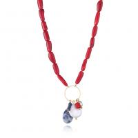 Natural Coral Necklace, with Natural Stone & Freshwater Pearl, fashion jewelry & for woman, red cm 