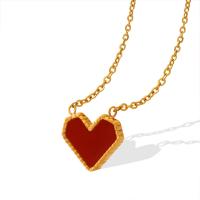 Titanium Steel Jewelry Necklace, with Acrylic, with 5cm extender chain, Heart, Vacuum Ion Plating, for woman 11mm Approx 40 cm 