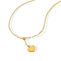 Titanium Steel Jewelry Necklace, with 5cm extender chain, Heart, Vacuum Ion Plating, for woman, golden, 12mm Approx 45 cm 