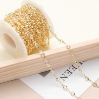 Brass Beading Chains, with Cubic Zirconia, gold color plated, DIY Approx 