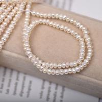Button Cultured Freshwater Pearl Beads, Flat Round, DIY, white, 4-4.5mm Approx 36-39 cm 