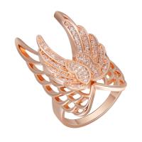 Cubic Zirconia Micro Pave Brass Finger Ring, Angel Wing, plated & micro pave cubic zirconia & for woman 