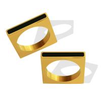 Titanium Steel Finger Ring, with Acrylic, Square, 18K gold plated, fashion jewelry & for woman 4mm, US Ring 