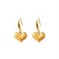 Titanium Steel Earrings, Heart, 18K gold plated, fashion jewelry & for woman, golden 
