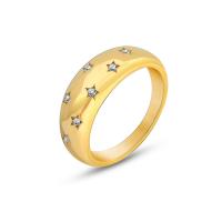 Titanium Steel Finger Ring, Donut, 18K gold plated, fashion jewelry & micro pave cubic zirconia & for woman 6mm, US Ring 