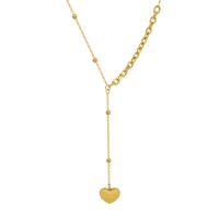 Titanium Steel Jewelry Necklace, with 5cm extender chain, Heart, 18K gold plated, fashion jewelry & for woman 65mm,13.5mm Approx 38 cm 