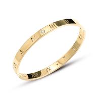 Titanium Steel Bangle, Donut, 18K gold plated, fashion jewelry & micro pave cubic zirconia 6mm Approx 16.5 cm 