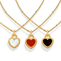Titanium Steel Jewelry Necklace, with Shell, with 5cm extender chain, Heart, 18K gold plated, fashion jewelry & for woman & double-sided Approx 40 cm 
