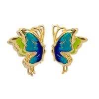 Sterling Silver Stud Earring, argent sterling 925, papillon, Placage, pour femme, plus de couleurs à choisir Vendu par paire