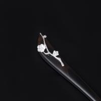 Hair Stick, 925 Sterling Silver, with Sandalwood, for woman, black, 175mm 