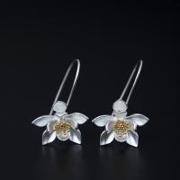Sterling Silber Tropfen Ohrring, 925 Sterling Silber, Blume, für Frau, Silberfarbe, 16x28mm, verkauft von Paar
