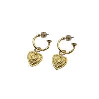 Brass Drop Earring, Heart, for woman 