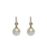 Plastic Pearl Zinc Alloy Earring, with Plastic Pearl, gold color plated, detachable & for woman & with rhinestone 