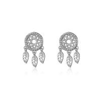 Dream Catcher Earring, Brass, platinum color plated, micro pave cubic zirconia & for woman & hollow 