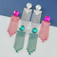 Fashion Fringe Earrings, Zinc Alloy, fashion jewelry & for woman & with glass rhinestone & with rhinestone 