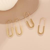 Brass Hoop Earring, real gold plated, fashion jewelry & for woman, golden 