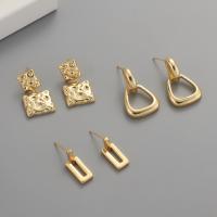 Brass Drop Earring, real gold plated, fashion jewelry & for woman, golden 