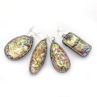 Abalone Shell Pendants, with Rhinestone Clay Pave, Unisex 